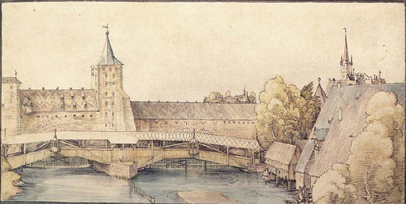 Albrecht Durer The covered Footbridge at the haller Gate in Nuremberg
